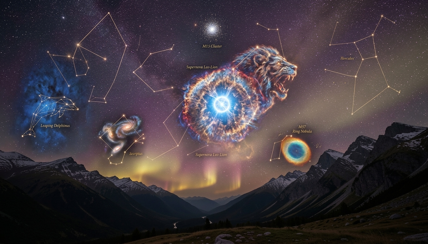 Tema natale cosmico con pianeti e costellazioni